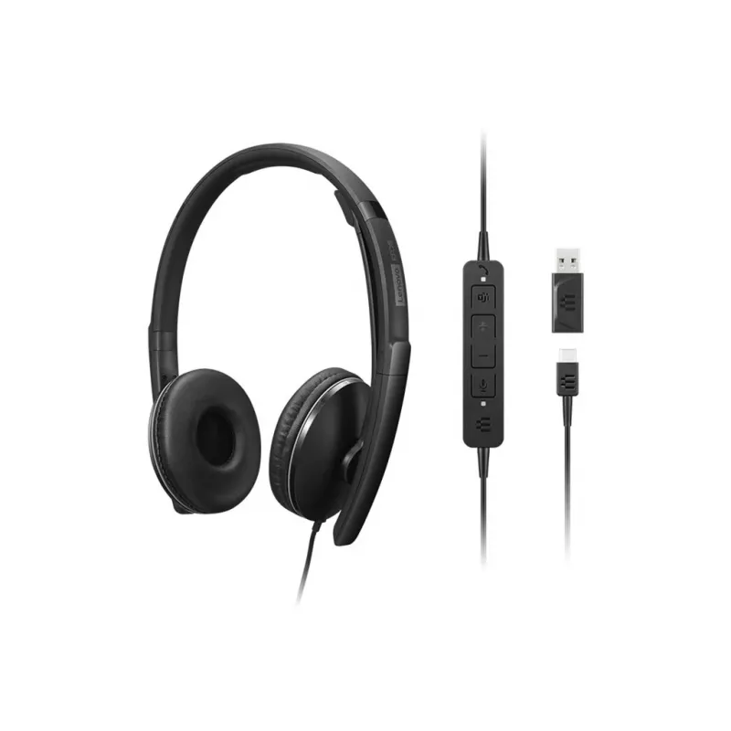 Lenovo 4XD1P83425 laidinės ausinės su mikrofonu, USB-A, juodos