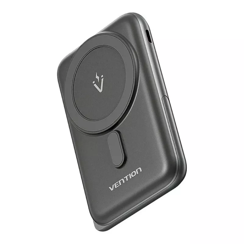 Power bank Vention 10000mAh magnetinis belaidis 20W, 1×USB-C, juodas