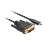 Video kabelio adapteris LANBERG CA-CMDV-10CU-0030-BK, USB Type-C į DVI-D, 3 m, juodas