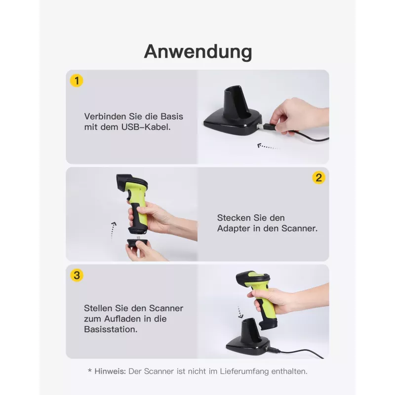 Brūkšninių kodų skaitytuvas Inateck BS04001 2-in-1 belaidis USB įkraunamas rankinis
