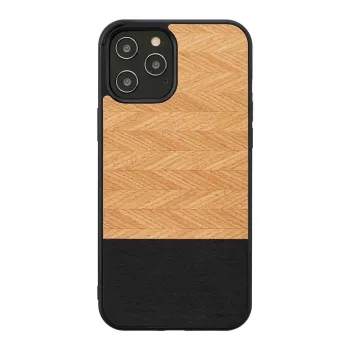 Dėklas iPhone 12 Pro Max medinis ir polikarbonatinis – silkė juoda