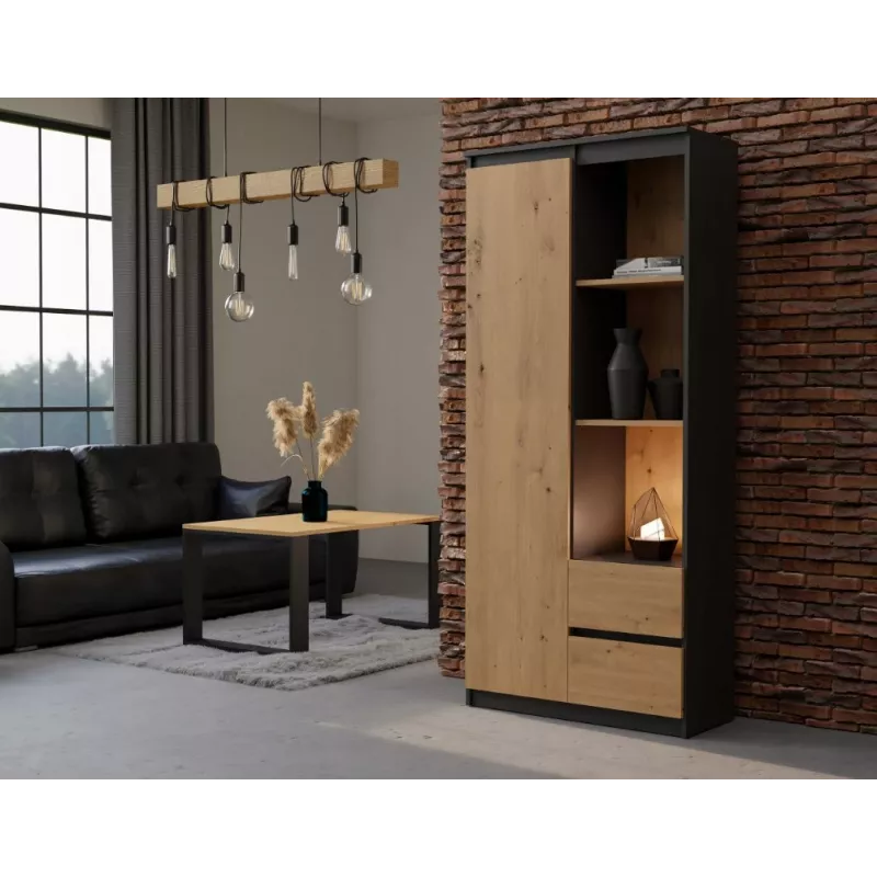 Biuro spinta RS-80 BILY su stumdomomis durimis, ąžuolo dekoro, 1800×800×350 mm