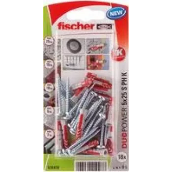 Fischer DuoPower 5 x 25 S PH K NV sieninis kaištis 25 mm 535478 1 rinkinys (535478)