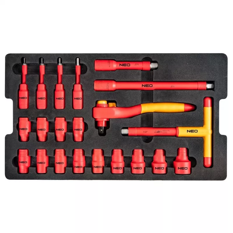 Neo Tools elektriko serviso dėžutė 52 vienetai 22 stiprioje dėžėje