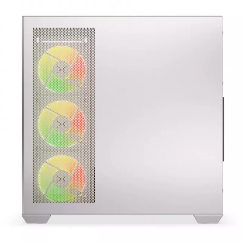 Kompiuterio korpusas KRUX Exo RGB White – ATX bokštas, plienas, 2x3.5 colio + 2x2.5 colio vietos, USB-C, RGB