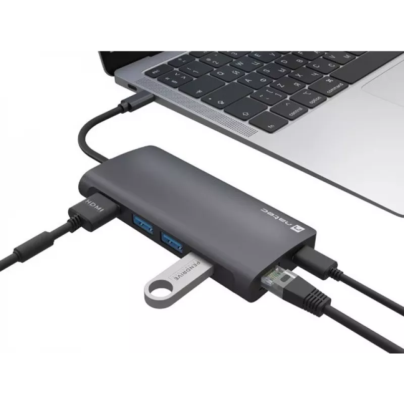 Dokavimo stotelė NATEC NMP-2162 USB 3.2 Gen 1 Type-C pilka laidinė