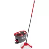 Vileda EasyWring & Clean Turbo šluota su kibiru, raudonas technopolimerinis kibiras, nuimama skalbiama mikropluošto galvutė, kietoms grindims