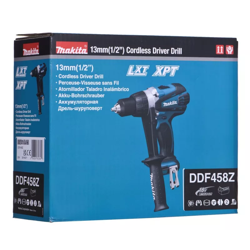 MAKITA. Gręžtuvas-suktuvas 18V DDF458Z 91/58Nm, be akumuliatoriaus ir įkroviklio