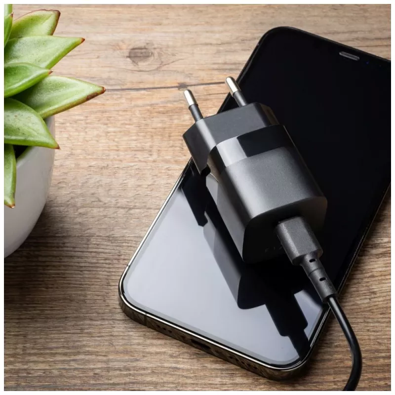 Keliautinis USB-C įkroviklis FIXED FIXC25M-C-BK, fiksuotas laidas, 25W, kompaktiškas