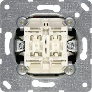 JUNG 505 U 1P sieninis jungiklio modulis, 1 polius 10 A, 250 V — metalinis baltas