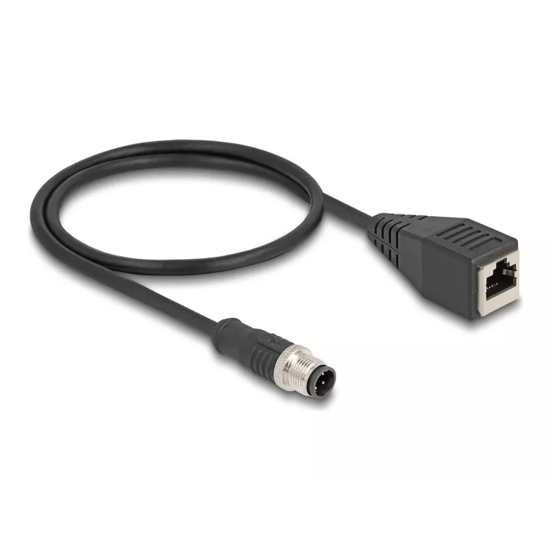 DeLOCK M12 adapterinis kabelis D-coded 4 kontaktų kištukas į RJ45 lizdą 50 cm