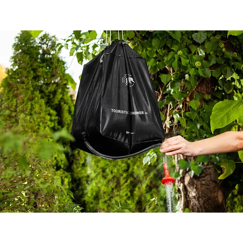 Nešiojamas 40L lauko dušas TRACER CampPump 40L, gravitacinis kempingo dušas su rankiniu antgaliu
