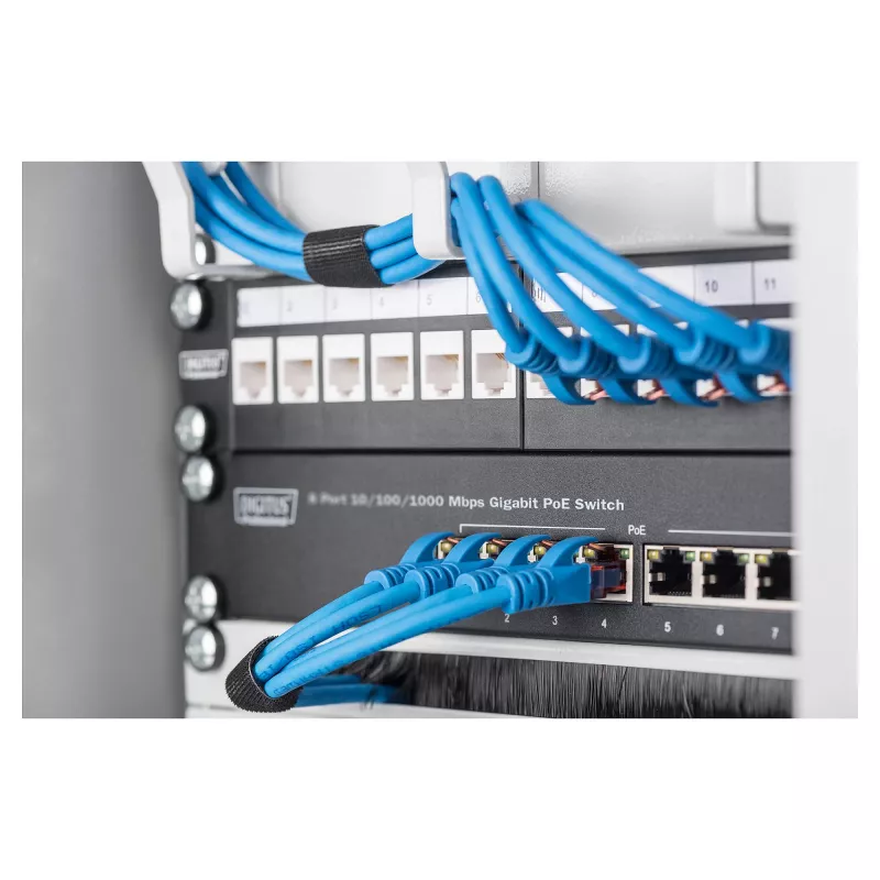 DIGITUS Gigabit Ethernet PoE jungiklis 8 prievadų PoE+ 10 colių stovas, iki 80 W PoE biudžeto
