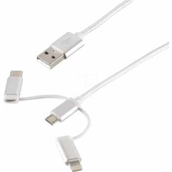 USB laidas ShiverPeaks BS14-50067 1 m USB A / USB-C, Micro-USB B, Lightning baltas