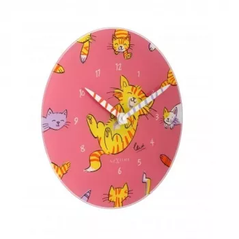 NeXtime laikrodis 8810 Tickle My Tummy, 30 cm skersmens, sieninis, rožinė / įvairiaspalvis