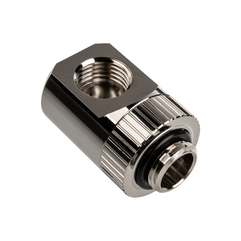 EK Water Blocks EK-Torque Adapter 90 laipsnių G1/4 colio AG į G1/4 colio IG - Sukamas, nikelis sidabras