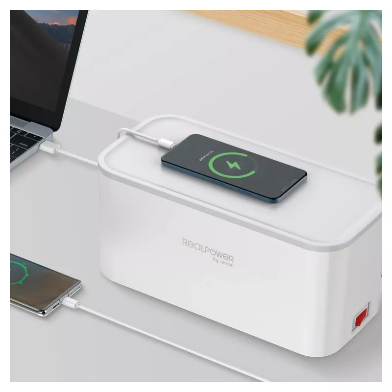 Prailginimo laidas RealPower PowerBox 522 1,5 m 5 AC lizdai Baltas