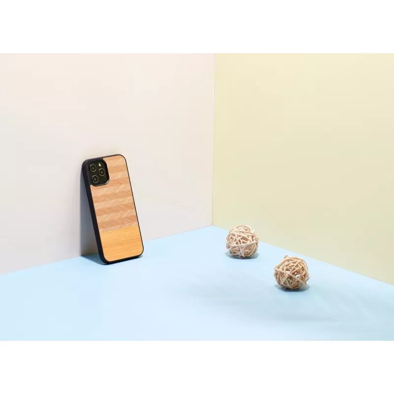 Dėklas telefonui Man and Wood, skirtas iPhone 12 / 12 Pro – juodas silkės raštas