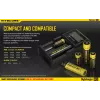 Nitecore D2 įkroviklis – 2 lizdai AA/AAA/AAAA/C baterijoms, 100–240V, 4,2V, juodas