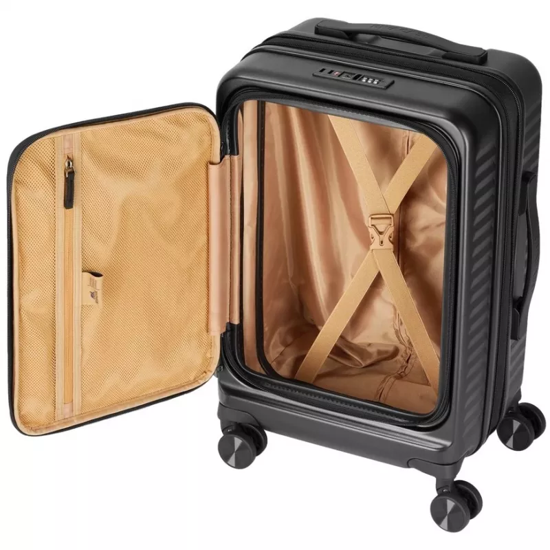 Kabininis lagaminas Rivacase 8180 Clark ECO – kietas korpusas, rankinis bagažas, juodas