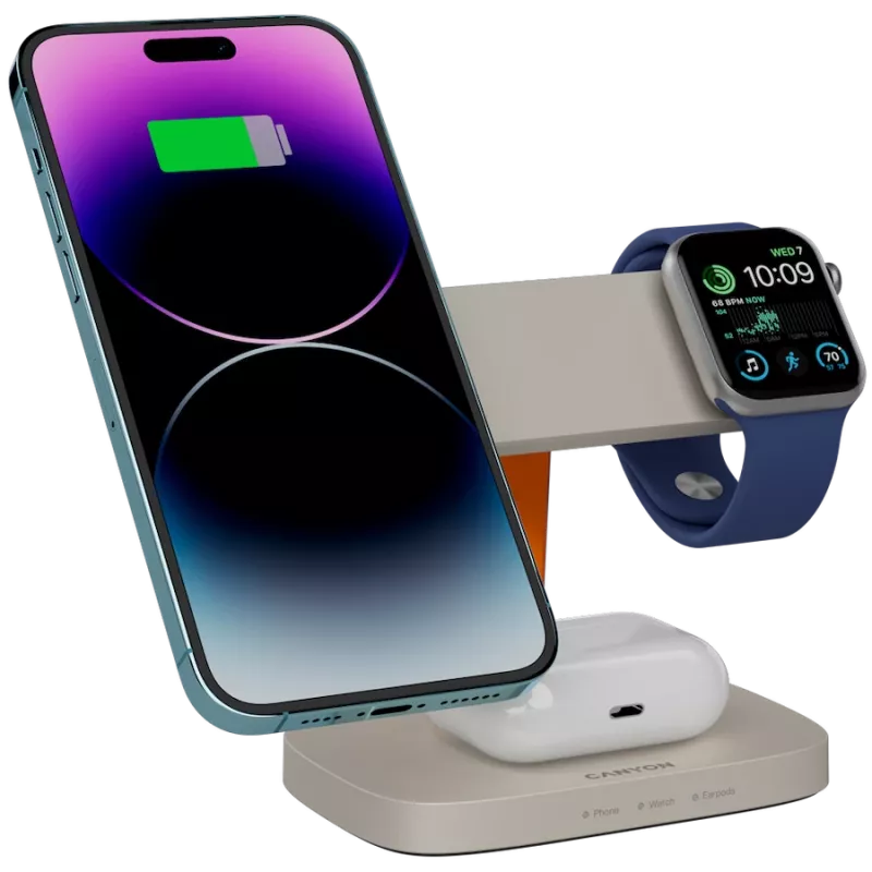 Canyon WCS-310 Hexagon 310 – belaidė 3 viename Qi įkrovimo stotelė trims įrenginiams vienu metu