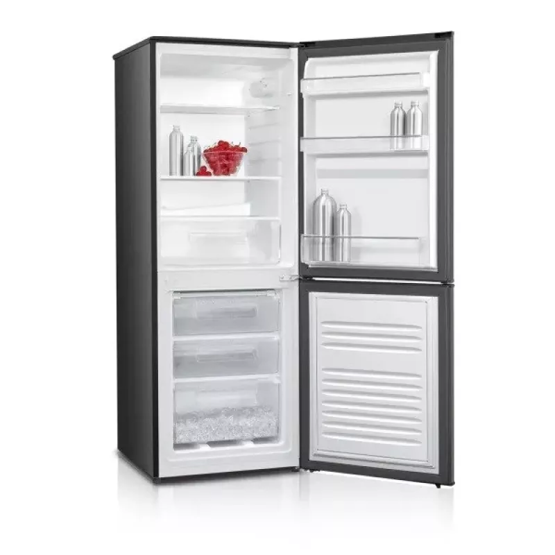 Šaldytuvas su šaldikliu MPM MPM-215-KB-39/E — 215 L, apatinis šaldiklis, tamsus inoksas, apverčiamos durelės, LED apšvietimas