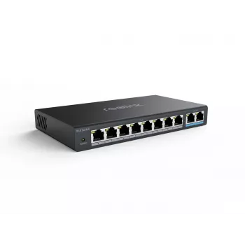 PoE tinklo jungiklis Reolink RLA-PS1 — 8 prievadų PoE, 150W galios biudžetas, IEEE 802.3af/at, 2x Gigabit ryšys