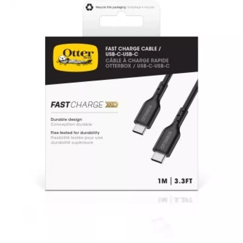 Otter Products OtterBox USB-C laidas – 24 kontaktų USB-C (M) į 24 kontaktų USB-C (M) – USB 2.0 – 3 A – 1,0 m – Juoda (78-81356)