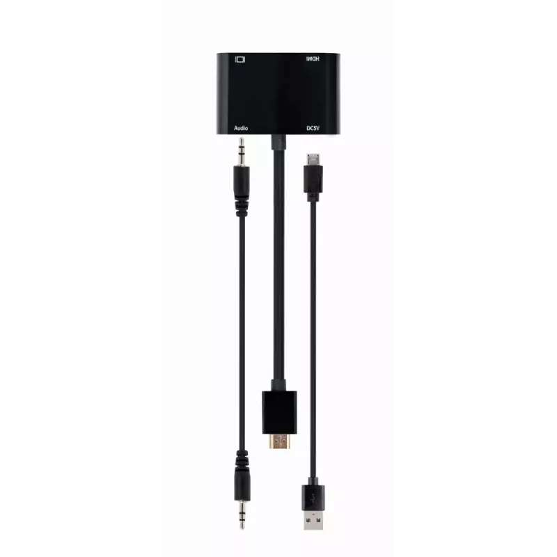 Gembird A-HDMIM-HDMIFVGAF-01 adapteris HDMI kištukas–HDMI lizdas + VGA lizdas su garsu ir papildomu maitinimo lizdu