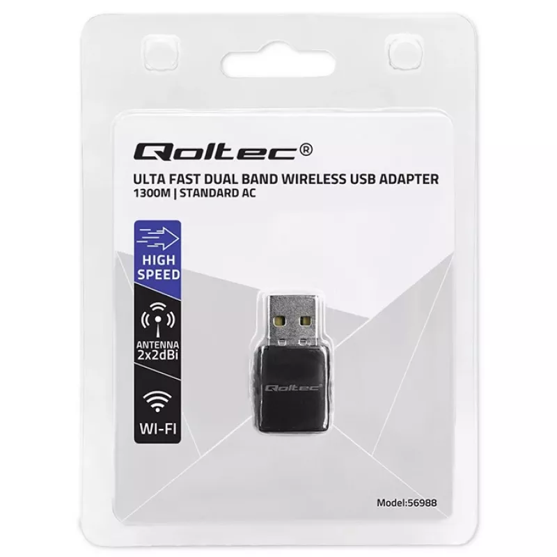 Belaidis USB adapteris QOLTEC 56988 Dviguba juosta 1300Mbps USB 3.0