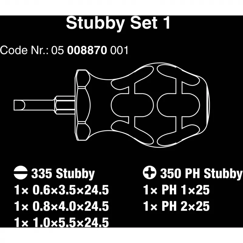 Atsuktuvų rinkinys Wera Stubby Set 1