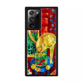 Dėklas iKins Samsung Galaxy Note 20 Ultra – katės dizainas su raudona žuvimi