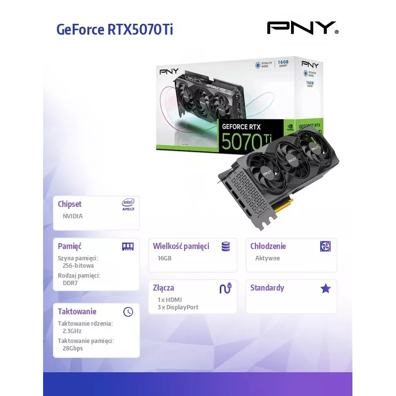 Vaizdo plokštė PNY GeForce RTX 5070 Ti 16 GB GDDR7