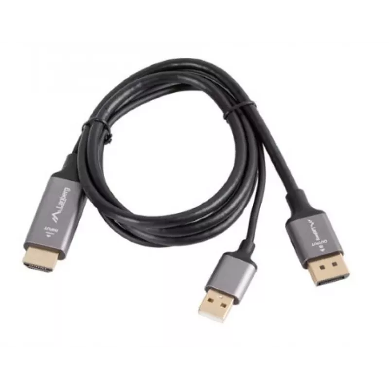 HDMI (vyriškas) į DisplayPort (vyrišką) kabelis 1 m, 4K, juodas, LANBERG