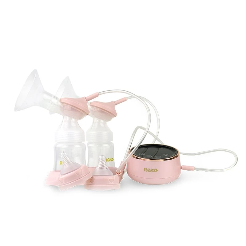Elektrinis pientraukis Neno Bella Twin su 150 ml buteliukais, 6 stimuliavimo / 9 siurbimo lygiai, USB Li‑Ion baterija, rožinė/skaidri