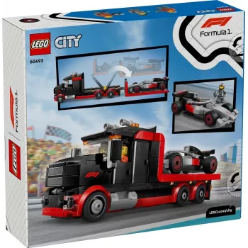 LEGO CITY 60493 F1 demonstracinis sunkvežimis su Audi F1 lenktyniniu automobiliu