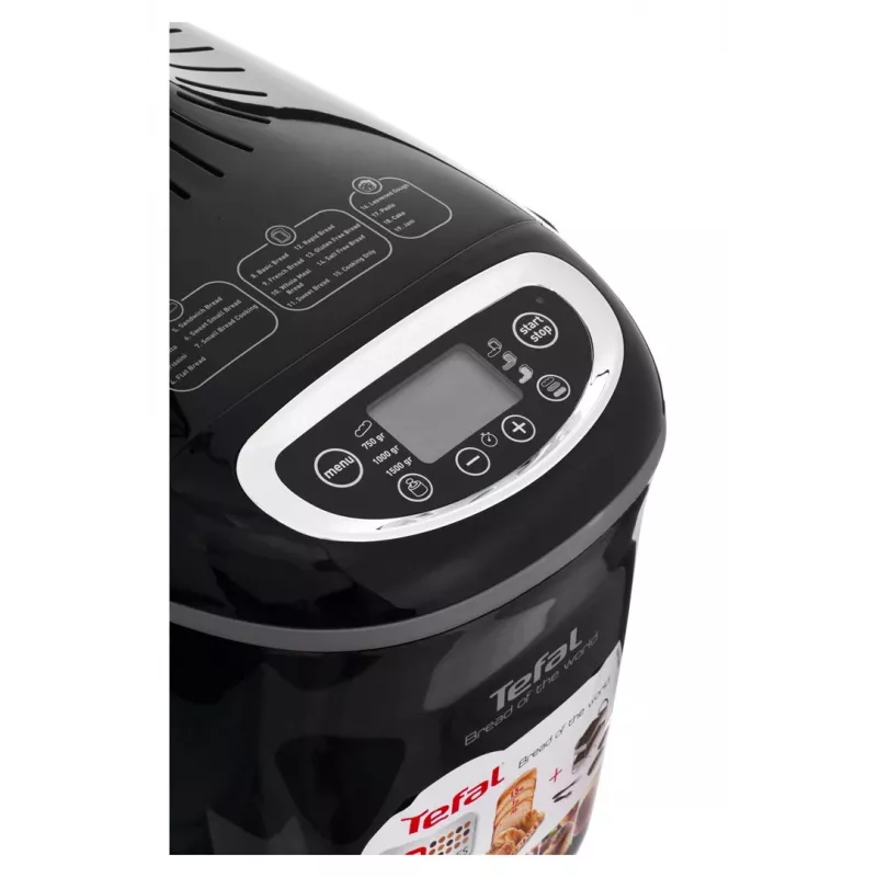 Kepimo mašina Tefal PF611838 – 1600 W, 1,5 kg talpa, 19 programų, jutiklinis valdymas, juoda