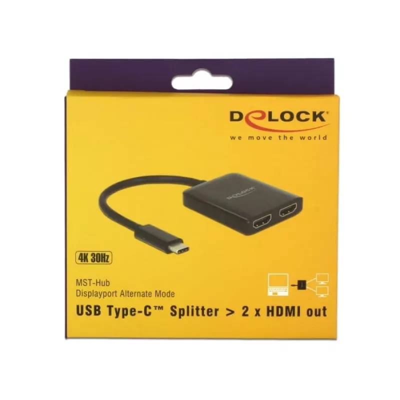 HDMI vaizdo skirstytuvas DeLOCK 87719, USB-C → 2× HDMI, 4K