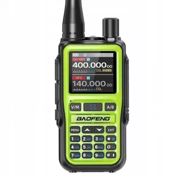 Nešiojama racija Baofeng UV-5R EU su USB-C, Bluetooth, VHF/UHF (136–174 MHz), FM 65–108 MHz, 5 W, 1600 mAh, LCD, LED žibintuvėlis