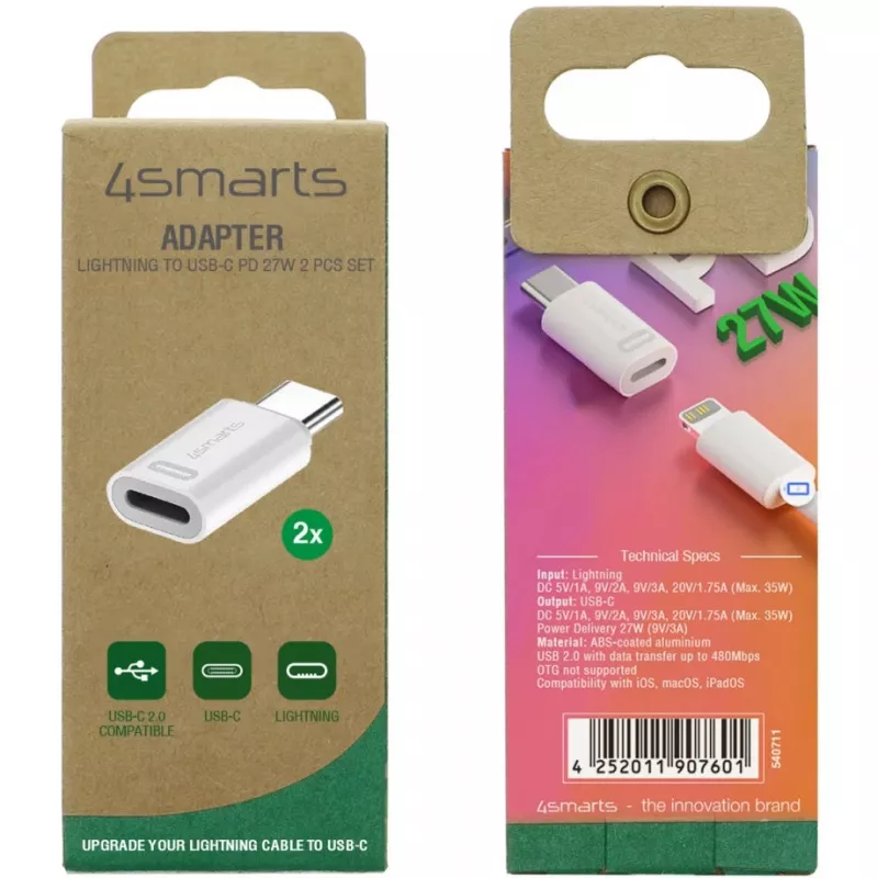 Adapteris 4smarts 540711 USB-C į Lightning baltas
