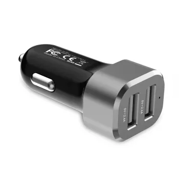 Automobilinis kroviklis 2xUSB 2.4A aliuminis