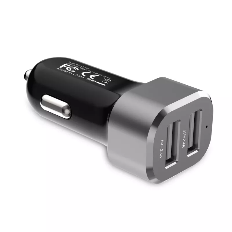 Automobilinis kroviklis 2xUSB 2.4A aliuminis
