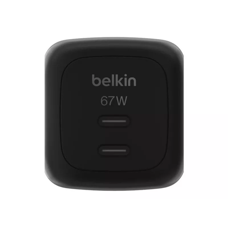 Greičiasis AC sieninis įkroviklis Belkin WCH020kqBK, 2× USB-C, universali suderinamumas, apsauga nuo perkrovų, juodas