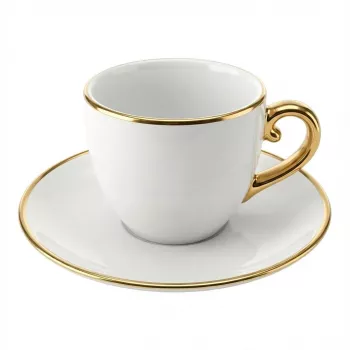Cappuccino rinkinys BIALETTI PGOLD004 — Pure Gold, 2 puodeliai su lėkštutėmis