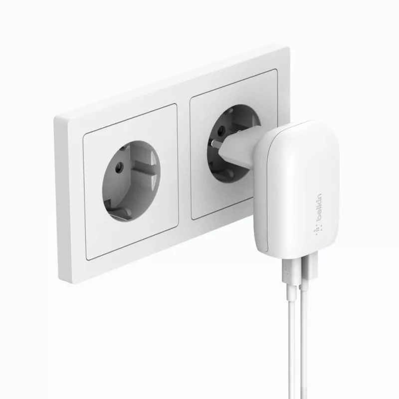 Belkin WCB007vfWH 37W dviejų prievadų greitasis AC sieninis įkroviklis, baltas