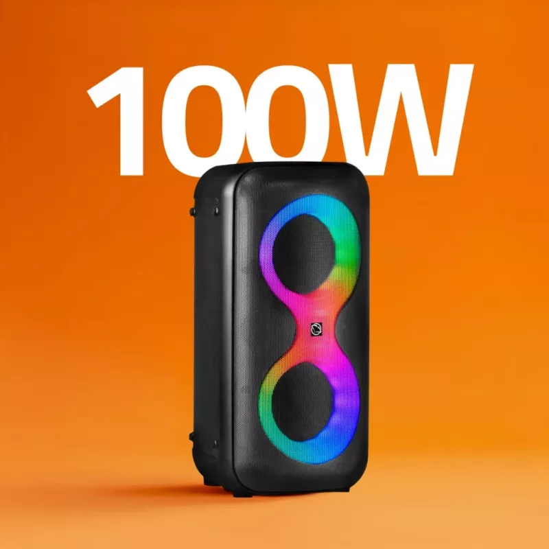 Nešiojamas muzikos centras MANTA SPK0401B100 Bluetooth garsiakalbis, 100 W galia, FM radijas, karaokė, įmontuota baterija, X-BASS