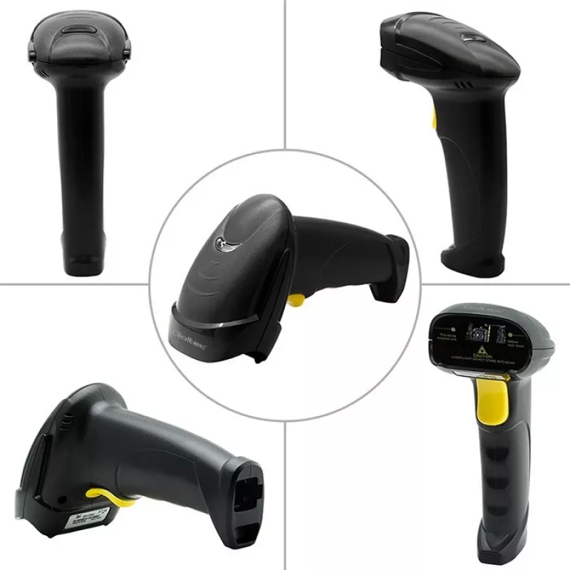 Nešiojamas 1D/2D laidas brūkšninių kodų skaitytuvas QOLTEC 50853 — USB, ABS korpusas, 1,65 m laidas, 97×65×167 mm, 105 g