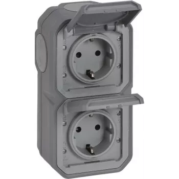 Legrand Plexo NEW APWG 069744L Kištukinis lizdas Schuko IP44 Pilkas 2-jų vietų vertikalus 5 (069744L)