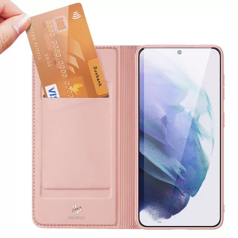 Dux Ducis Skin Pro dėklas su užsegimu ir laikikliu Samsung Galaxy S22+ (S22 Plus) rožinis