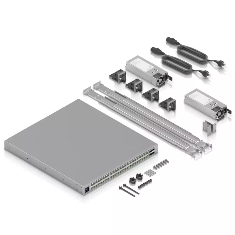 Ubiquiti ECS-48-POE (2150W) ĮMONĖS KLASĖS 48 PŲRTŲ, 3 sluoksnio Etherlighting POE+++ jungiklis, 10 GbE RJ45, 25G SFP28